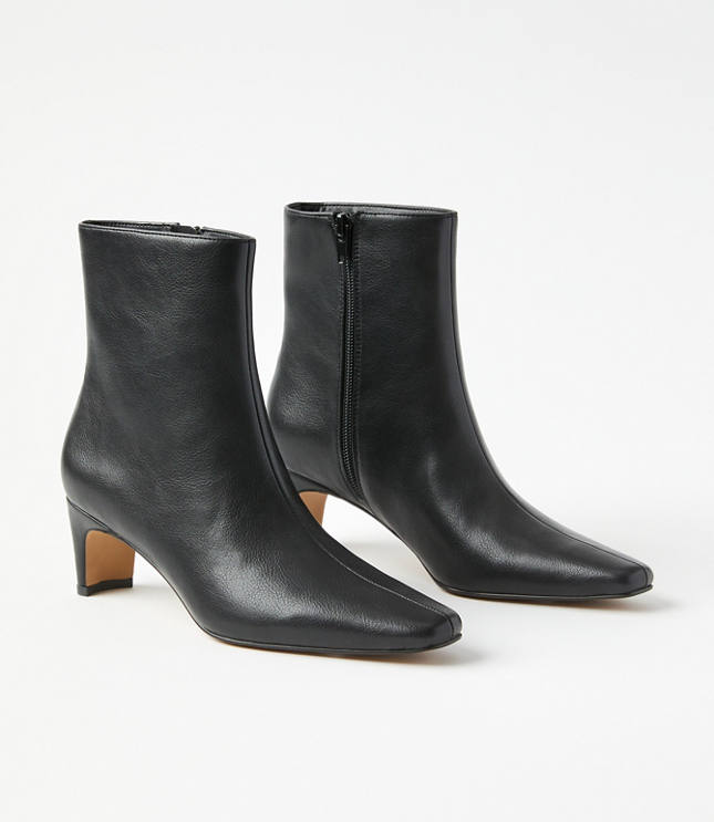 Squared Pointy Toe Booties - Black