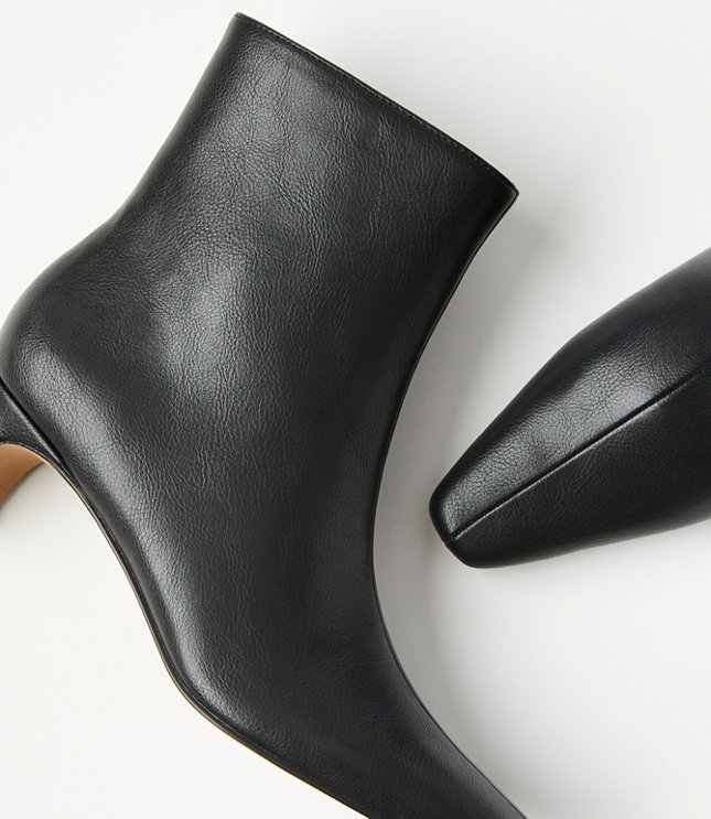 Faux Leather Squared Pointy Toe Booties