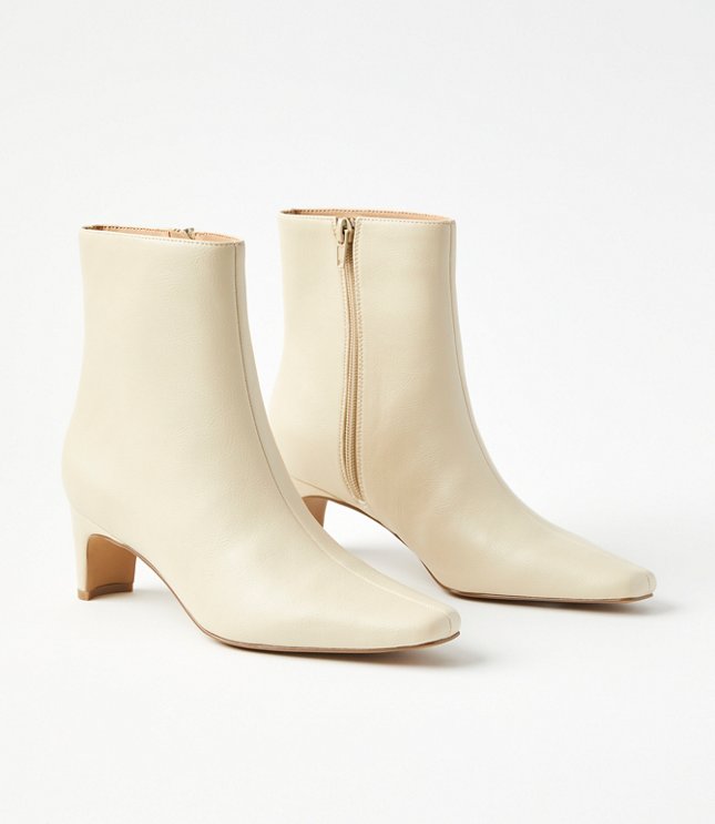 Squared Pointy Toe Booties - Ivory