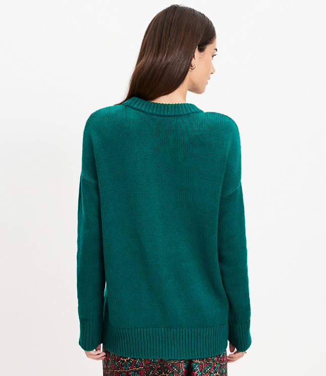 Rib Trim Tunic Sweater