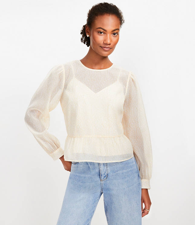 トップス ballerina feather peplum tops  White peplum feather tops | BrillantSelect Store