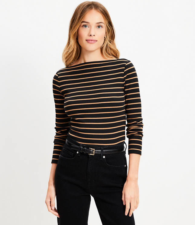 Stripe Perfect Ribbed Snap Cuff Tee