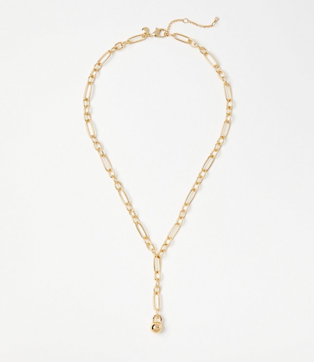 Textured Chain Link Necklace - Goldtone