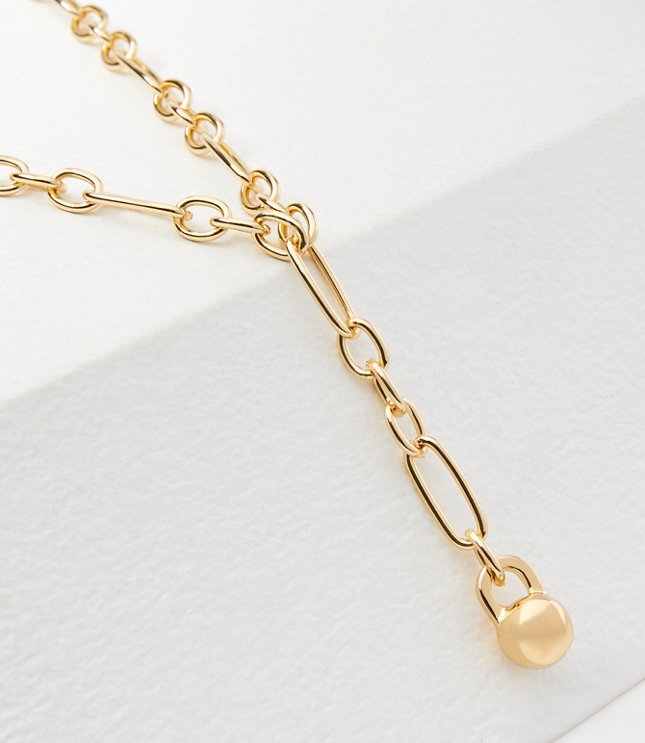 Textured Chain Link Necklace - Goldtone