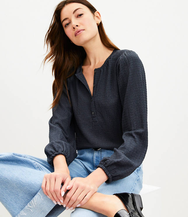 Crinkle Henley Top