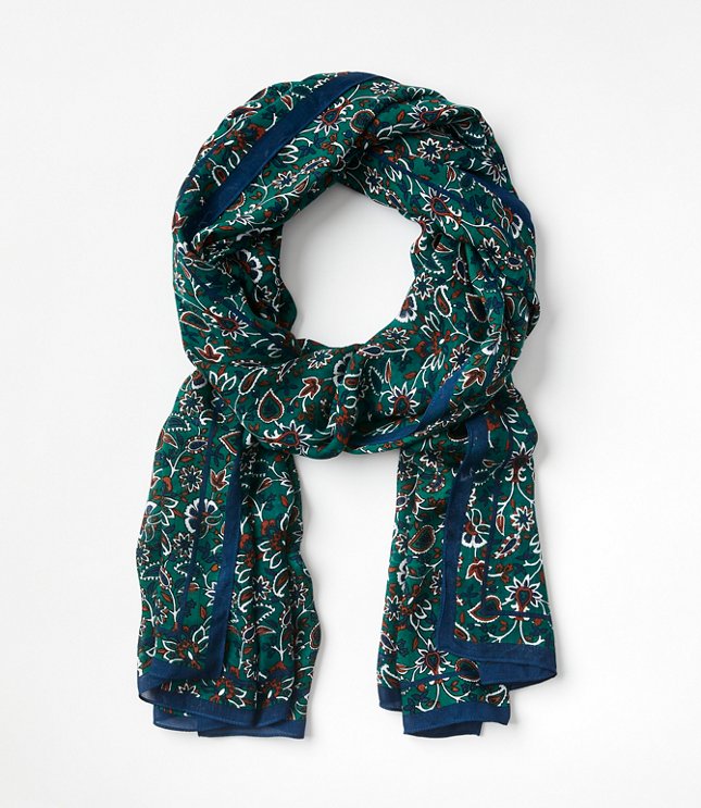 Ribbon Floral Scarf - Blue Multi