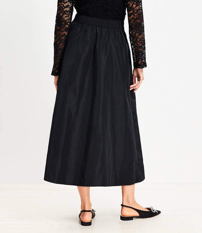 Taffeta Pull On Midi Pocket Skirt