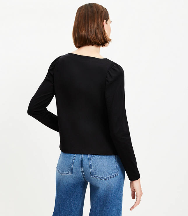 Puff Sleeve Boatneck Top