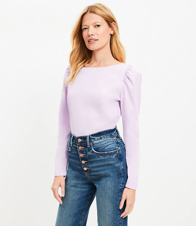 Puff Sleeve Boatneck Top