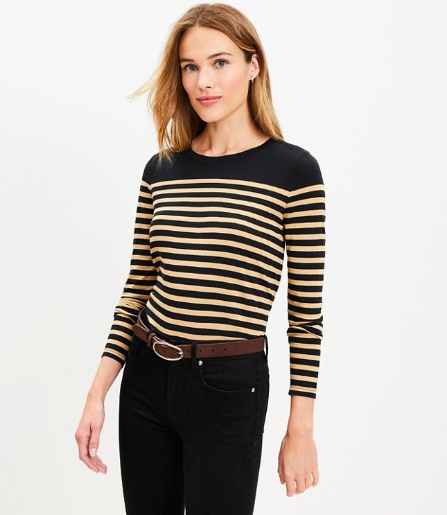 Petite Striped Long Sleeve Everyday Tee