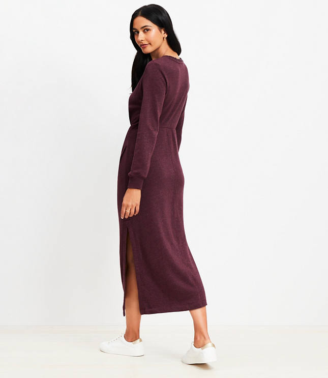 Terry Side Pleated Midi Dress