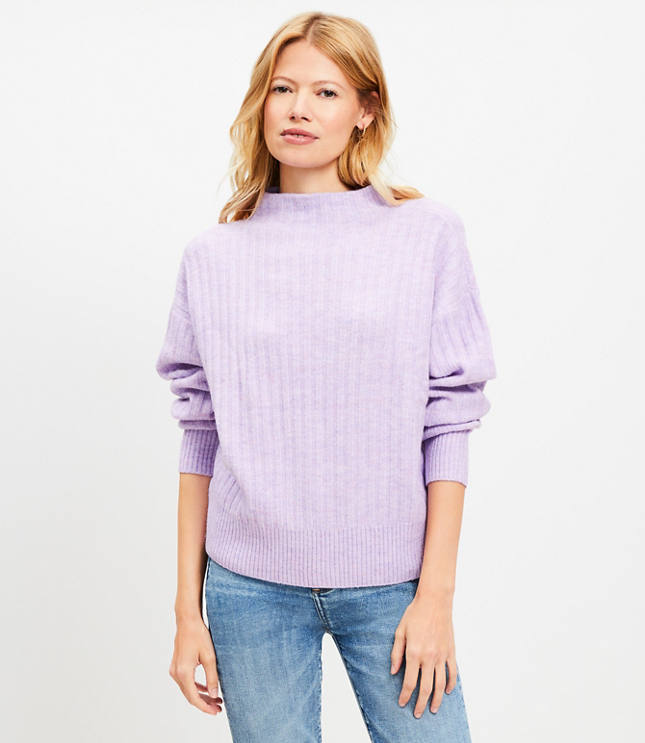 Ribbed Funnel Neck Sweater