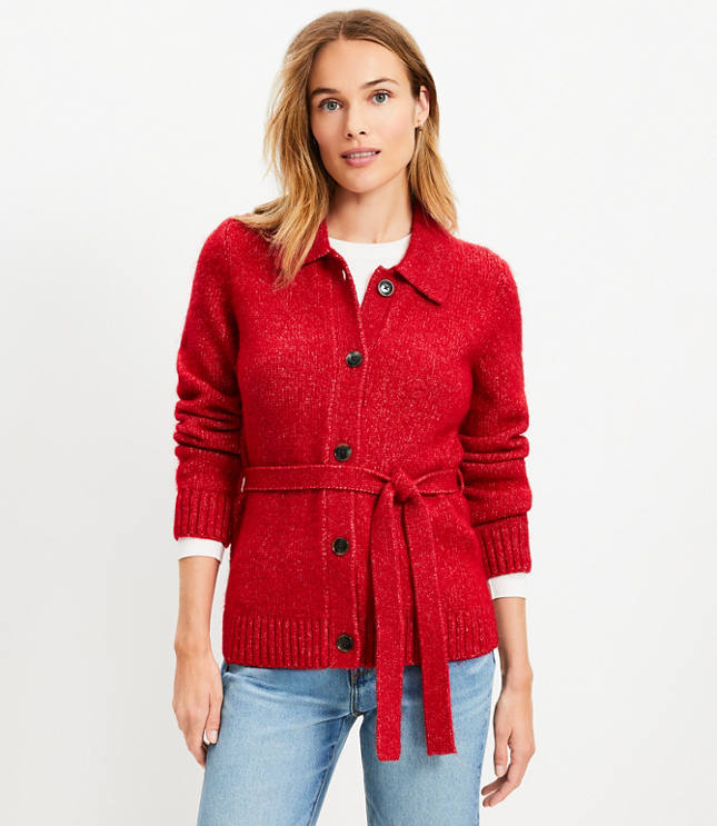 Collared Belted Cardigan