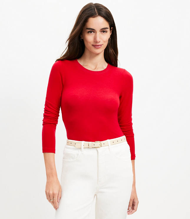 Petite Jersey Long Sleeve Crew Neck Tee