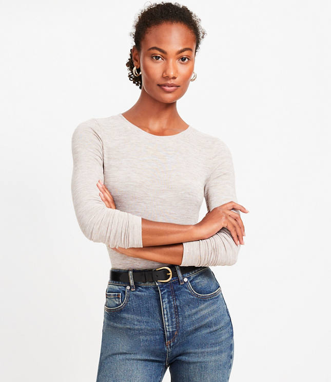 Petite Jersey Long Sleeve Crew Neck Tee