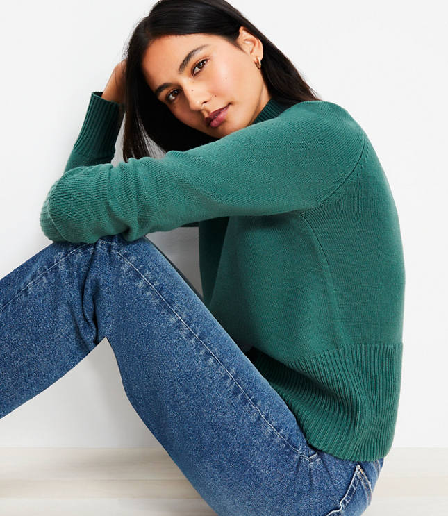 Ribtrim Mock Neck Sweater