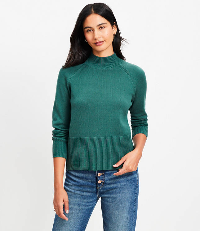 Ribtrim Mock Neck Sweater