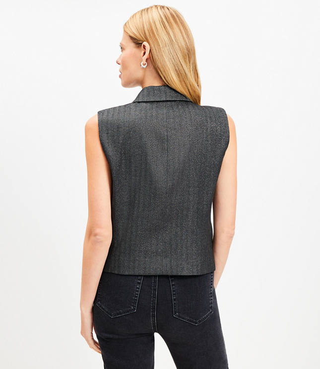 Shimmer Herringbone Double Breasted Vest