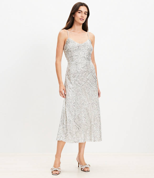 Sequin Strappy Midi Dress