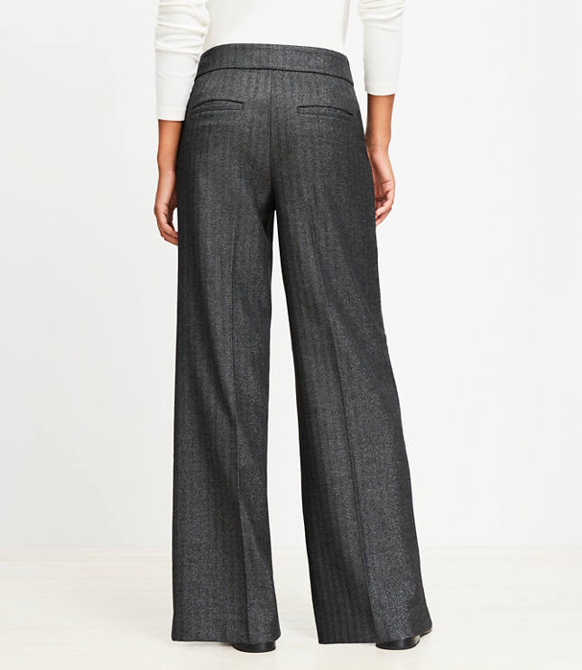 Clean Wide Leg Pants Shimmer Herringbone