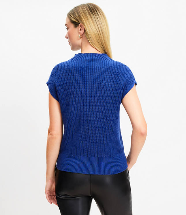 Petite Ribbed Wedge Mock Neck Sweater