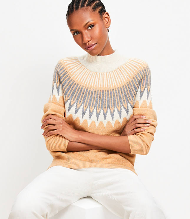 Fair Isle Mock Neck Sweater