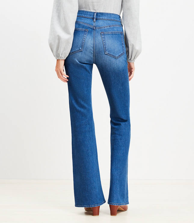 Petite Utility Pocket High Rise Slim Flare Jeans in Stone Wash