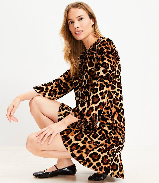 Petite Leopard Print Flounce Mini Dress