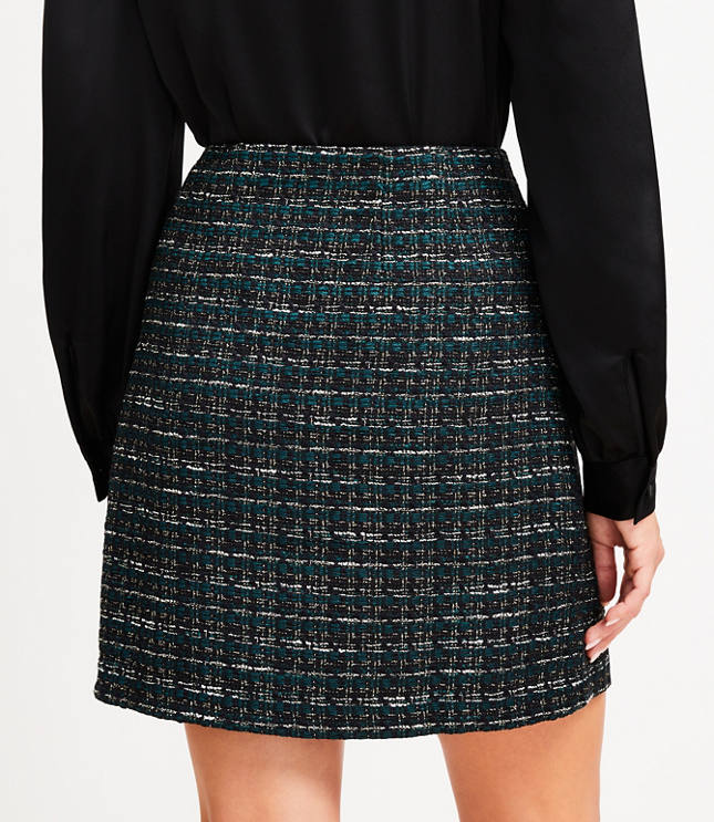 Tall Metallic Tweed Button Pocket Mini Skirt