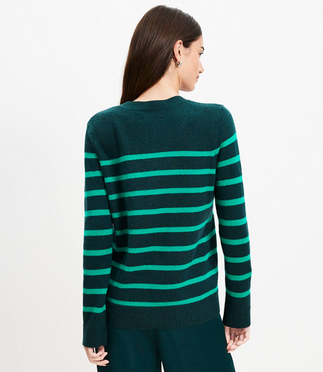 Petite Stripe Relaxed V-Neck Sweater image number 2