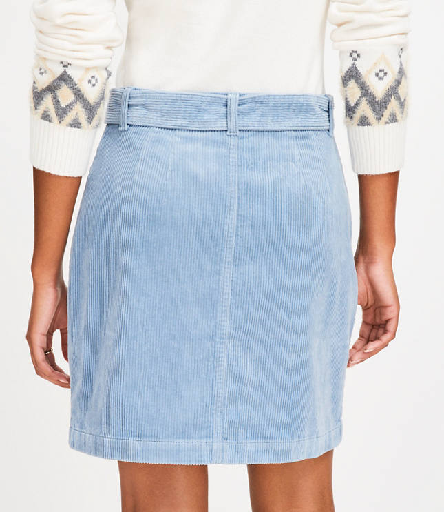 Petite Belted Corduroy Pocket Skirt