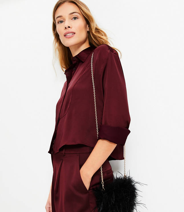 Petite Satin Modern Bib Shirt