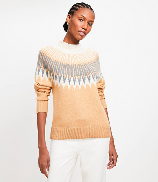 Petite Fair Isle Mock Neck Sweater