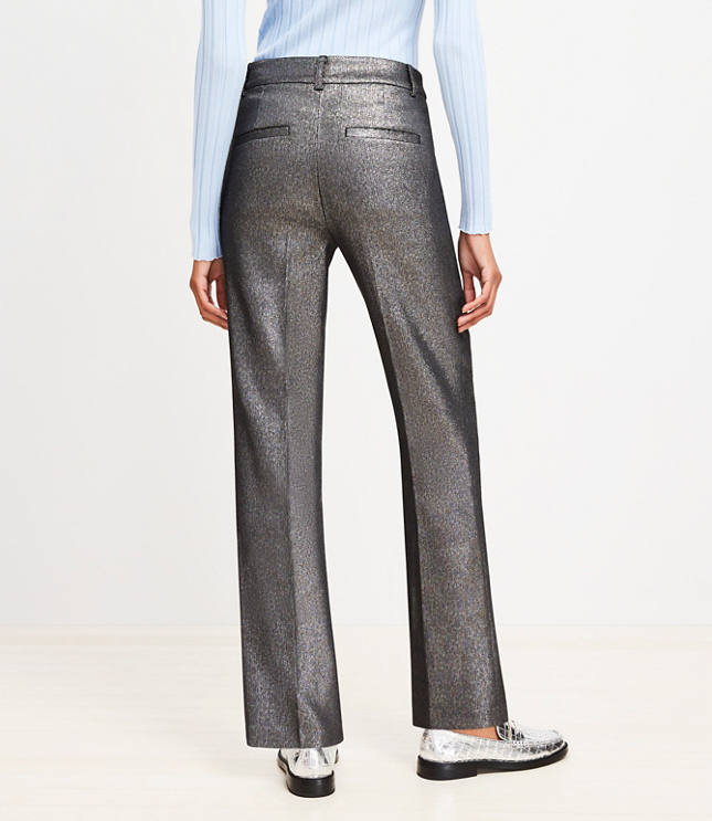 Straight Pants in Metallic Texture