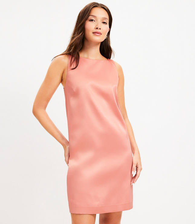 Loft Petite Satin V-Back Mini Dress
