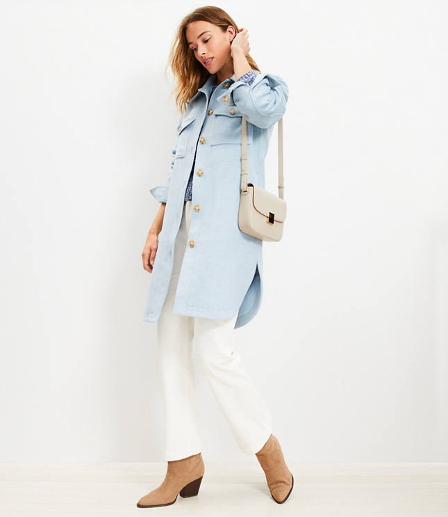 Petite Twill Long Shirt Jacket