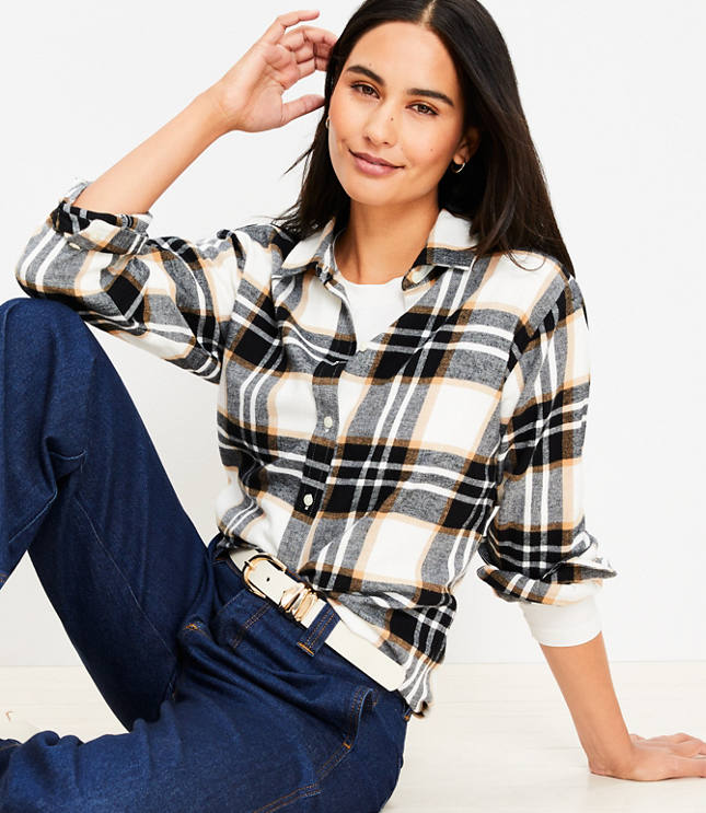 Petite Plaid Tunic Shirt