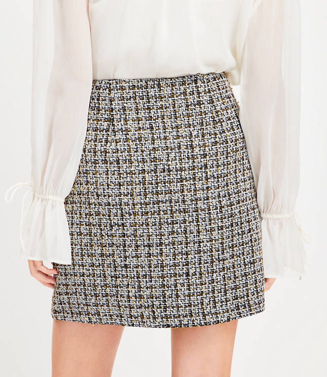 Tall Metallic Tweed Fringe Pocket Mini Skirt