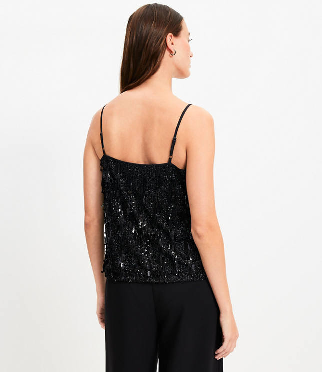 Sequin Fringe Square Neck Cami