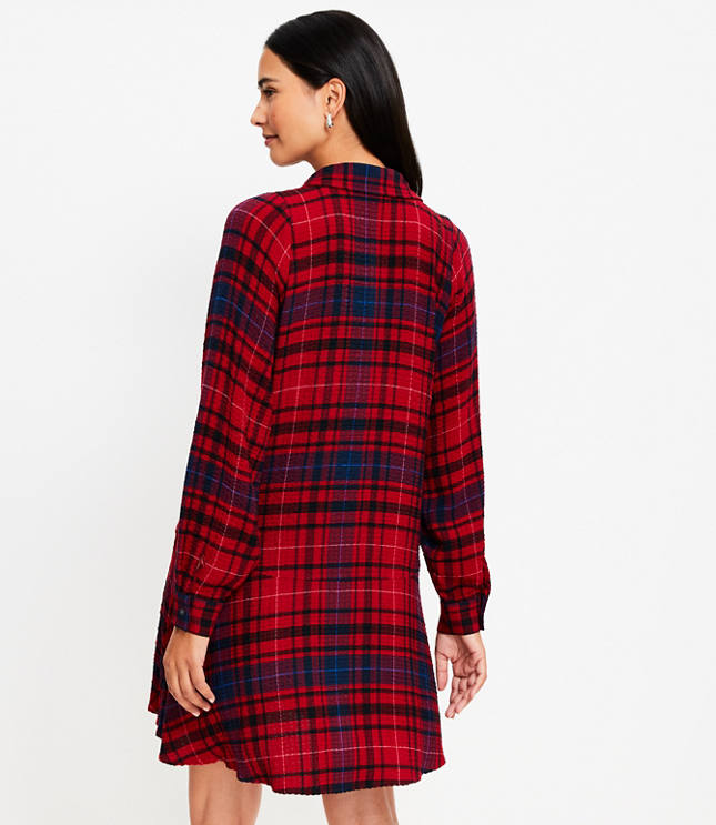 Petite Plaid Flounce Mini Shirtdress