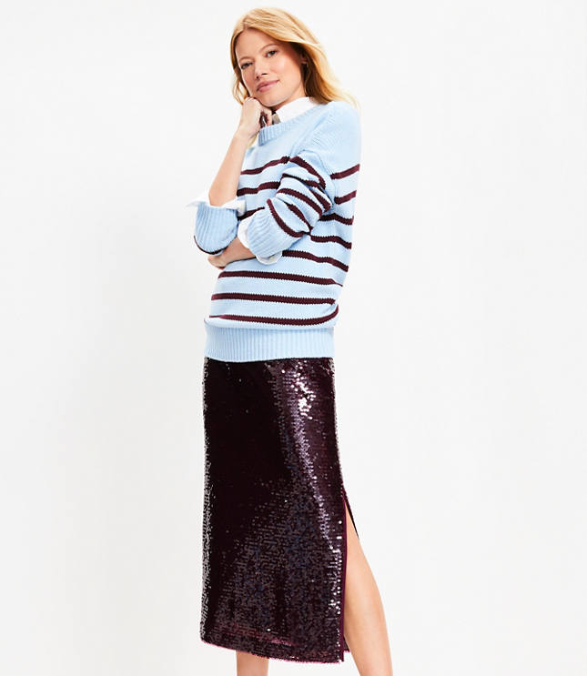 Petite Sequin Midi Skirt