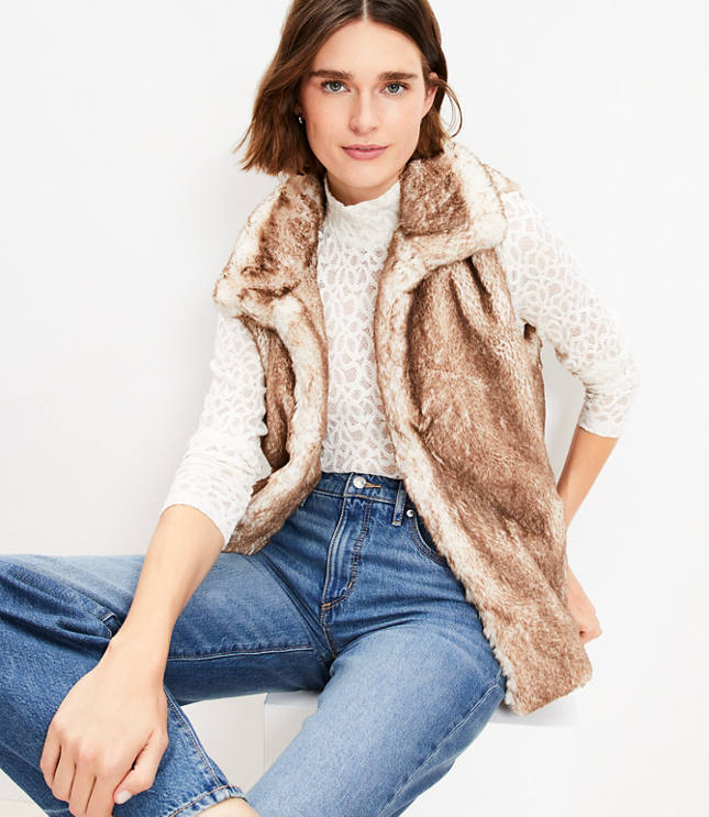 Petite Modern Faux Fur Vest