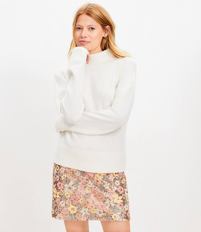 Petite Floral Sequin Mini Skirt