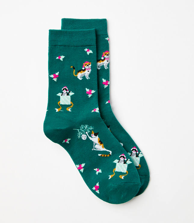 Holiday Cat Crew Socks