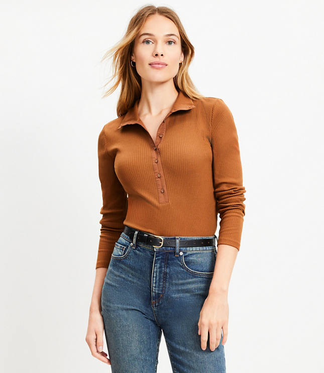 Pointelle Perfect Ribbed Henley Top