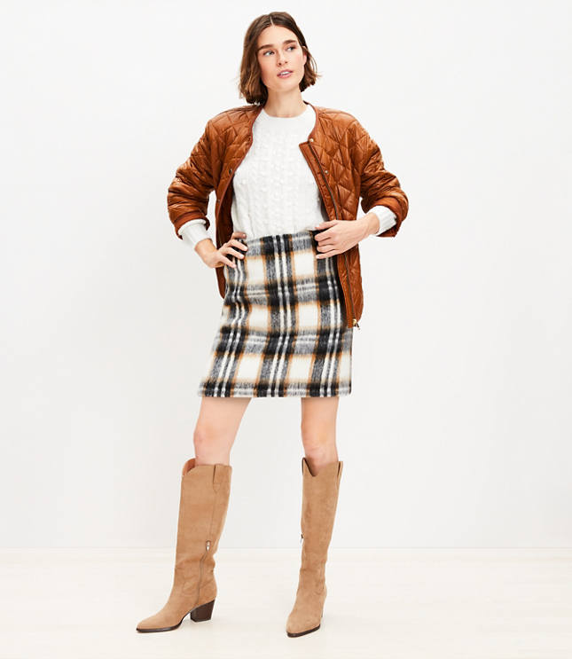 Petite Brushed Plaid Mini Skirt