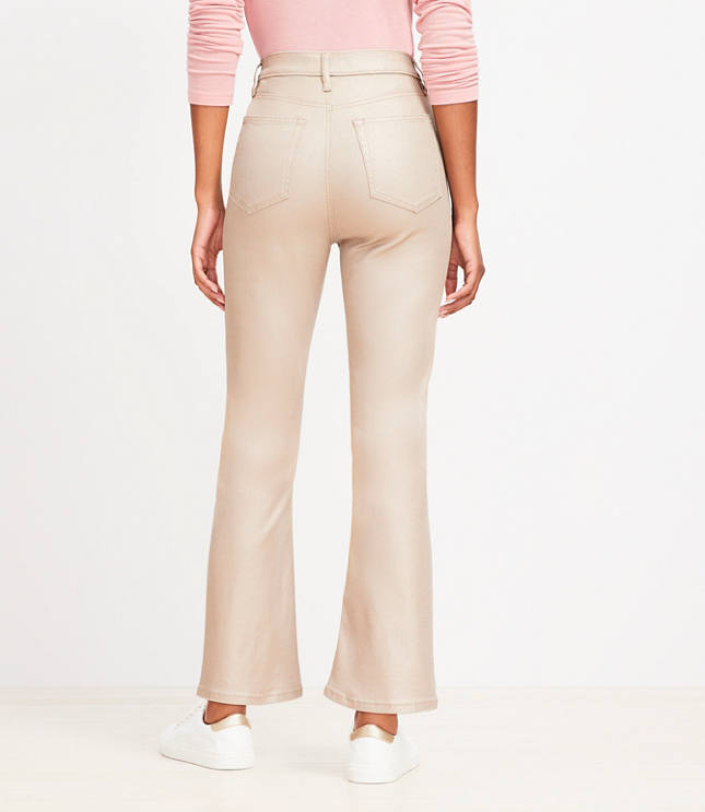 Petite Coated High Rise Kick Crop Jeans in Gold
