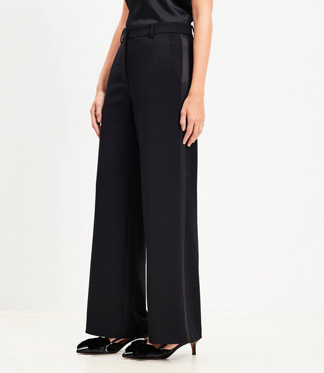 Curvy Clean Wide Leg Pants in Tuxedo Stripe