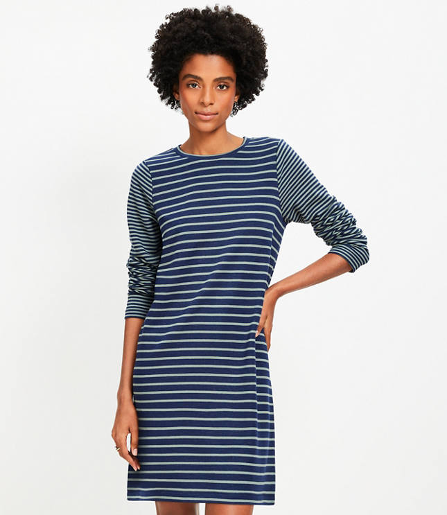 Petite Striped Terry Mini Dress