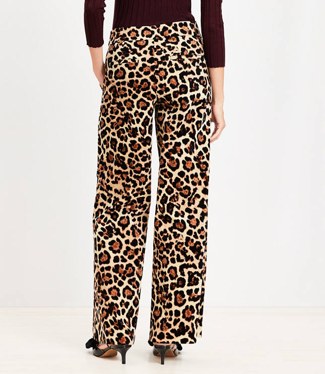 Petite Clean Wide Leg Pants in Leopard Print Velvet